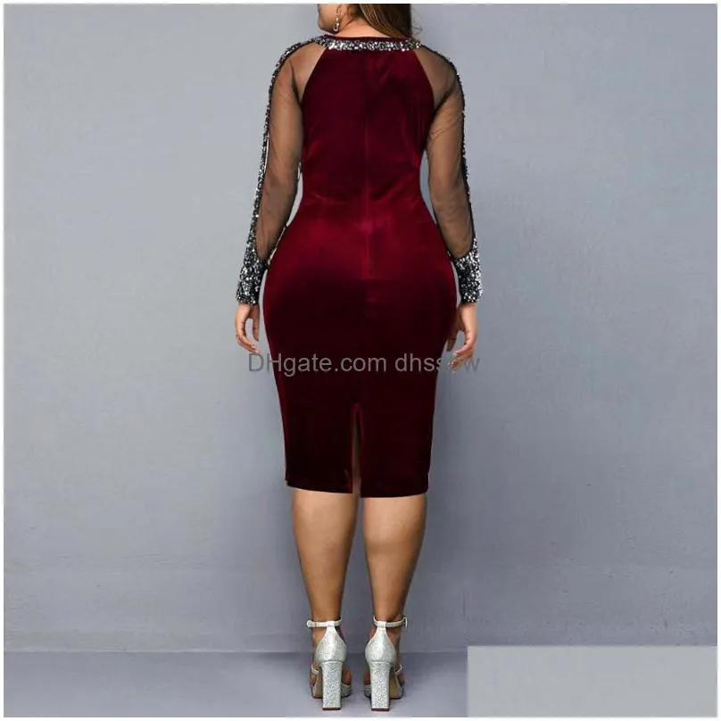 plus size dresses women party dress for 2022 elegant sequin embellishedwork wedding evening bodycon 4xl 5xl