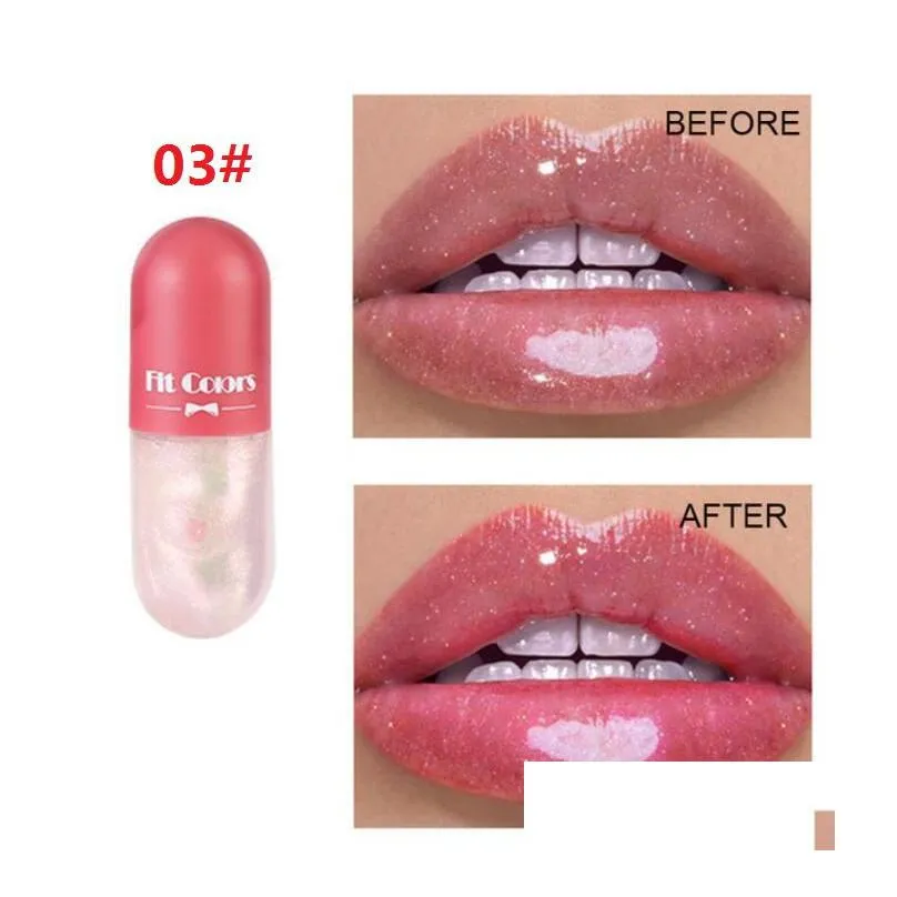 fit colors mini capsule shape lip gloss moisturizing transparent color-changing lipgloss oil plump lips cosmetic makeup