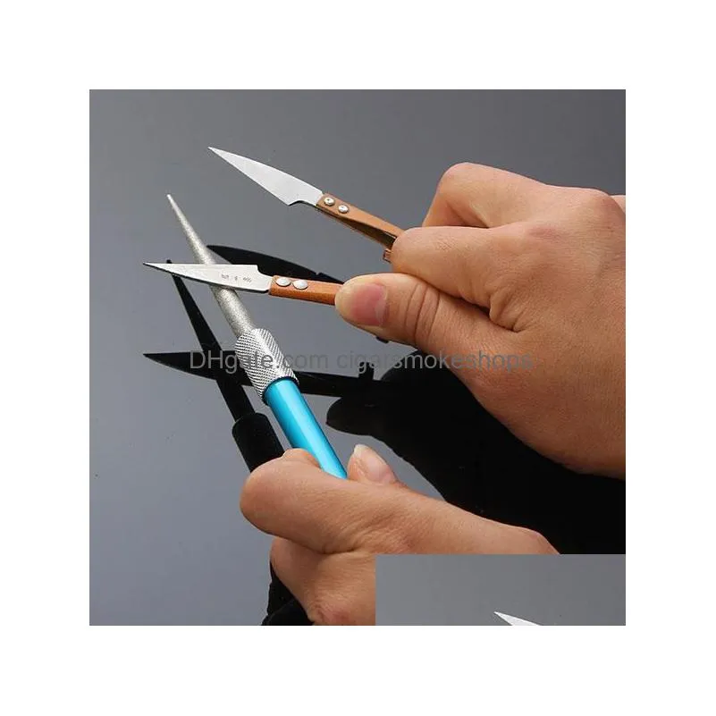 Sharpeners Professional Sharpening Diamond Mti-Purpose Pen Shaped Knife Sharpener Grindstone Fishing Hook In Home Garden Kitchen, Dini Dhadb