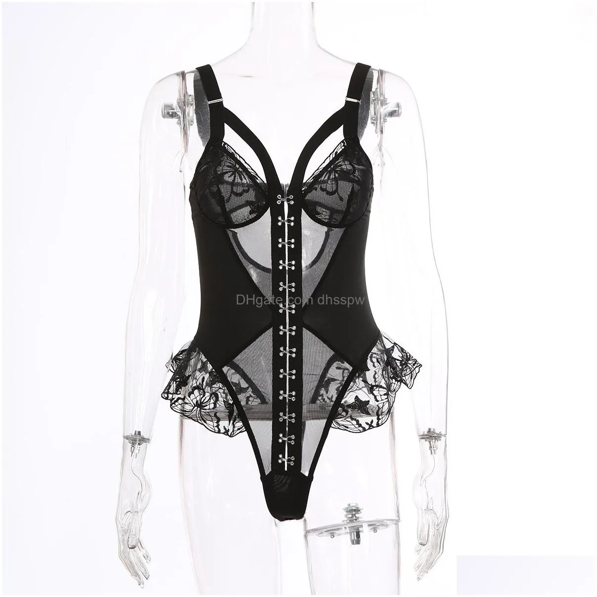 Sexy Lace Lace Bustier Bodysuit Teddy Lingerie For Women Large Breasts,  Pajama Stockings Drop Delivery From Dhsspw, $12.28