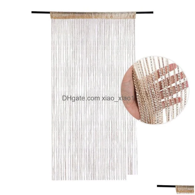 Curtain Living Room Curtains Shiny Tassel Hanging String Door Window Divider Drape Valance Home Decoration Drop Delivery Garden Text Dhibk