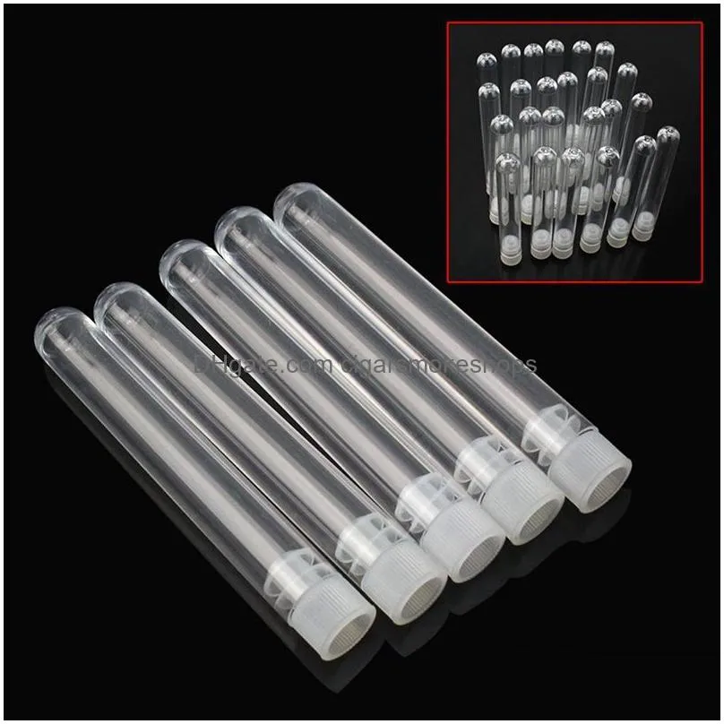 Storage Bottles & Jars Wholesale- Sae Fortion Clear Plastic Test Tube With Cap U-Shaped Bottom Long Transparent Lab Supplies 3 Sizes 2 Dhjd2