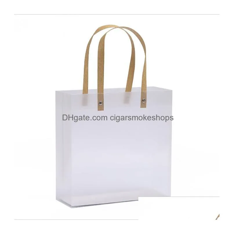 Gift Wrap Clear Gift Tote Bags With Handles Bk Bouquet Pvc Party Favors Bag For Wedding Birthdays Bridal Showers Festival Treat White Dhydx
