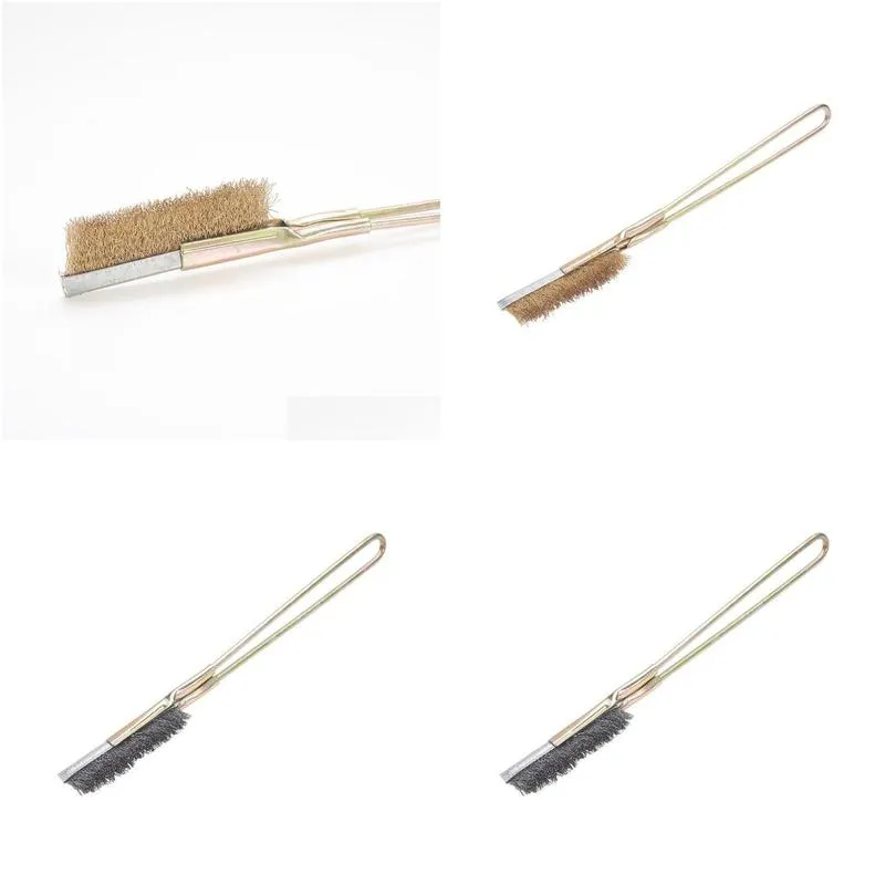  straight stainless steel/brass wire knife brush 2.4cm working width metal handle for life and industry 1pcs