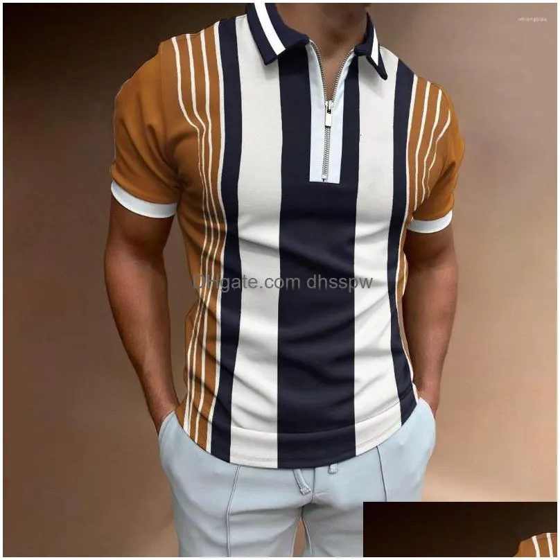 mens polos summer golf shirts for men style short sleeve tops with zipper lapel casual slim trend good costuming