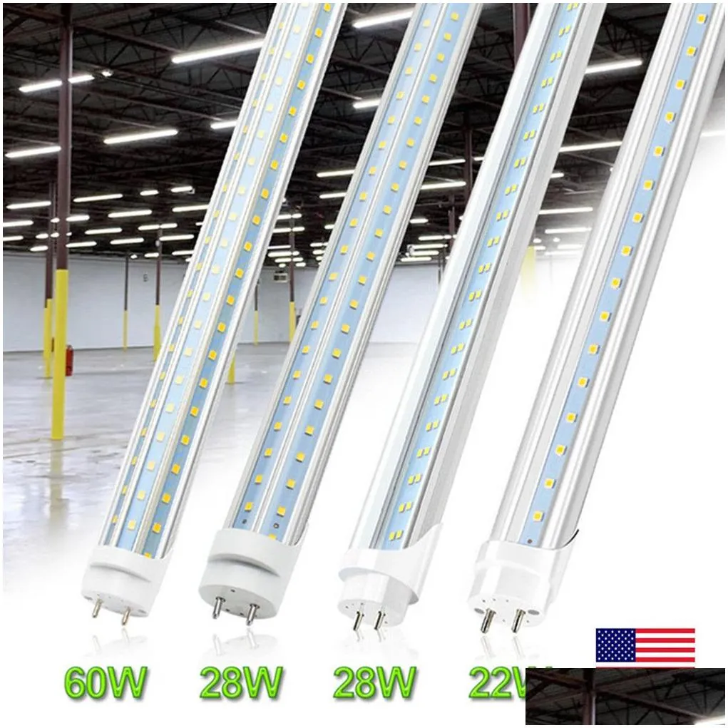 Led Tubes 4Ft Led Lights 4 Ft T8 22W 28W 60W Leds Tubes Light Smd 2835 G13 Fluorescent Lamp Ac85-265V For Shop Garage Warehouse Store Dh4Ew