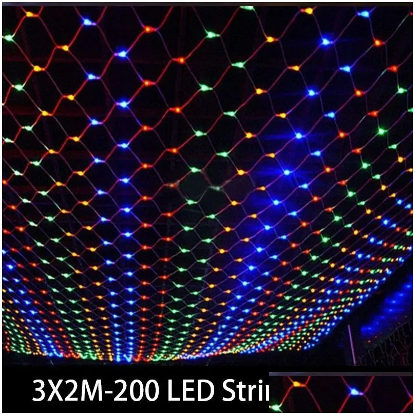 Christmas Decorations 3X2M Led String Light Net Lights Outdoor Decoration On The Wall Fairy Party Wedding Pendant 201130 Drop Delive Dhfie
