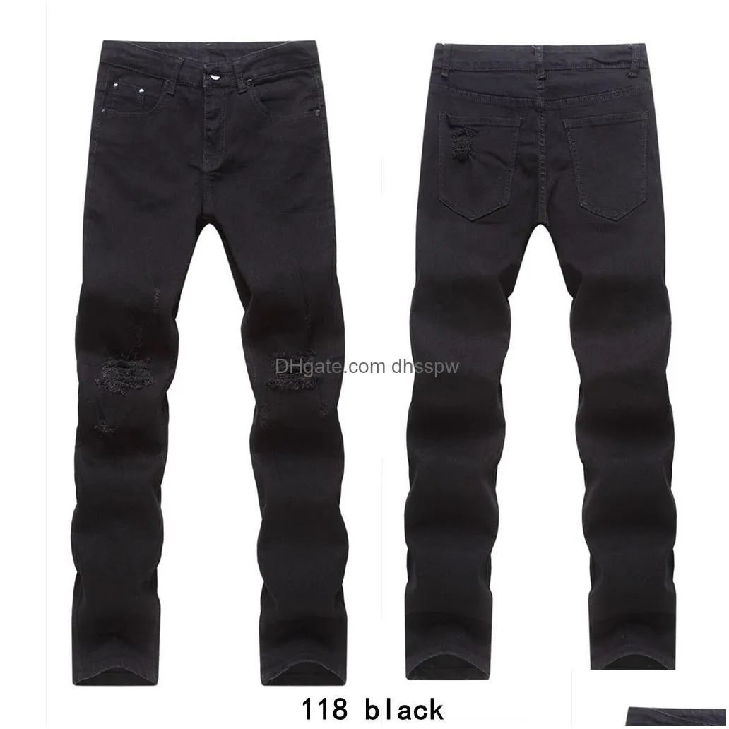 all black skinny jeans clearance sale men destroyed straight slim fit biker pants ripped denim washed hiphop ins trousers