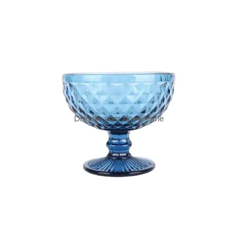 other drinkware short fat colored crystal glass tall goblets cup dessert ice cream european retro thick wine bowl party decoration dro