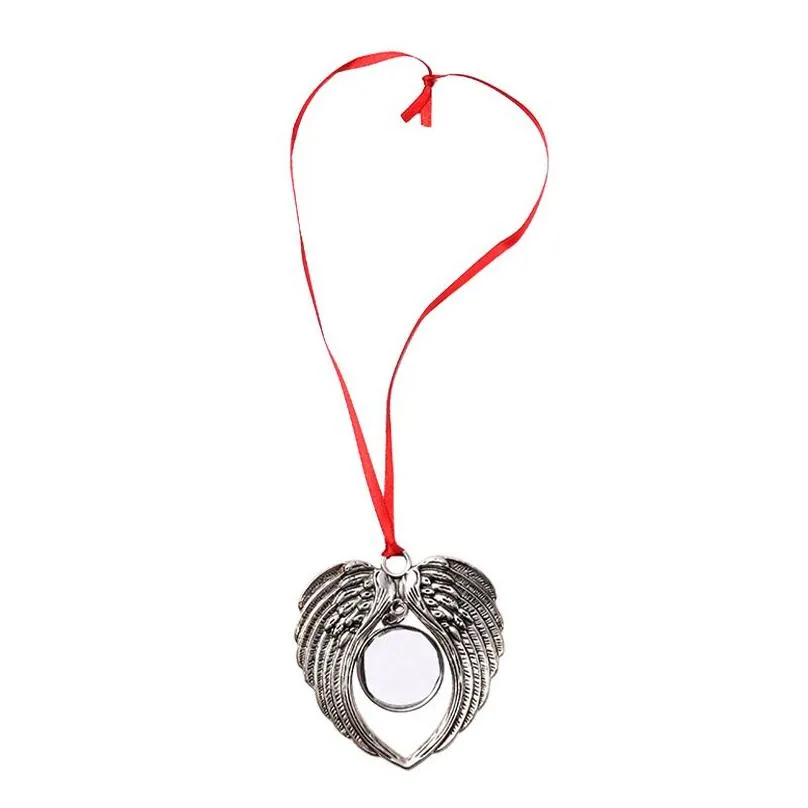 Christmas Decorations Sublimation Santa Claus Metal Key Pendant Ornaments With Red Rope Transfer Printing Blank Diy Consumable Wll16 Dhzue
