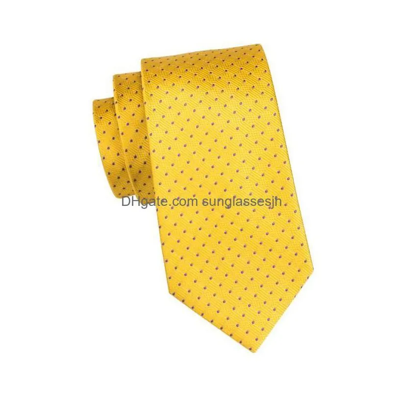 neck ties hitie gold silk tie 2021 designer yellow dots large for men high quality hand jacquard woven 160cm cz0091 drop delivery fa