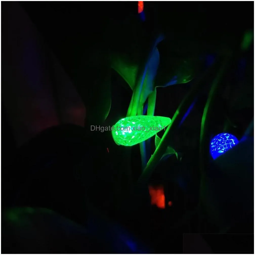 50 count c6 mini led lights multi color led string lights for outdoor christmas trees lighting decoration green wire ul listed y201020