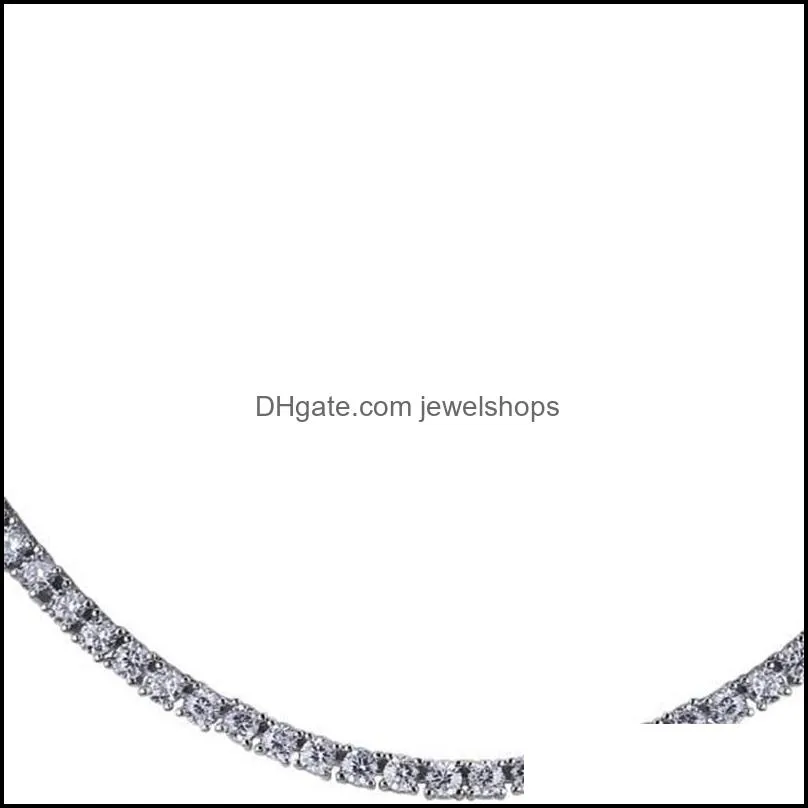 Whosale 3mm 16-24inches Iced Out Bling Zircon 1 Row Tennis Chain Necklace Men Hip hop Jewelry Gold Silver Charms 91 U2