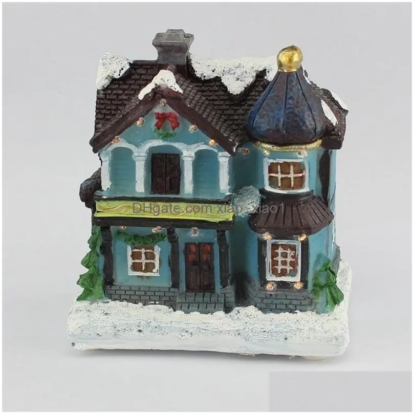 winter houses village with led fibre-optical light merry christmas decorations for home y201020