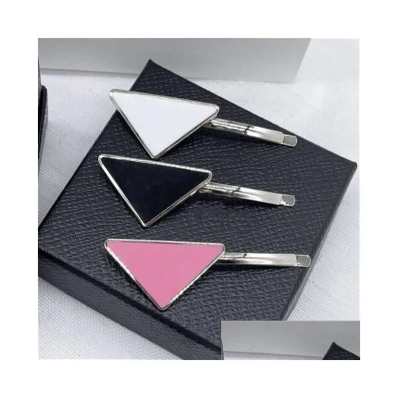 metal hair clip designer women girl triangle letter barrettes fashion hair accessories high quality 3 colors
