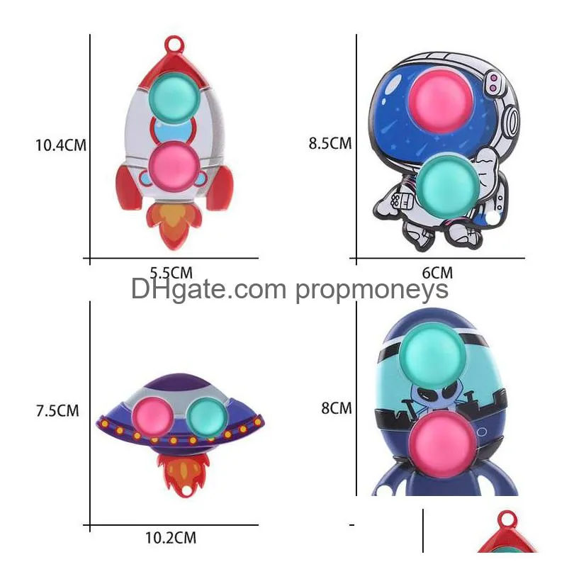 Decompression Toy Fidget Toys Finger Bubble Music Pendant Spaceman Decompression Sile Rodent Pioneer Keychain Squeeze Toys Gifts Novel Dh5Ko