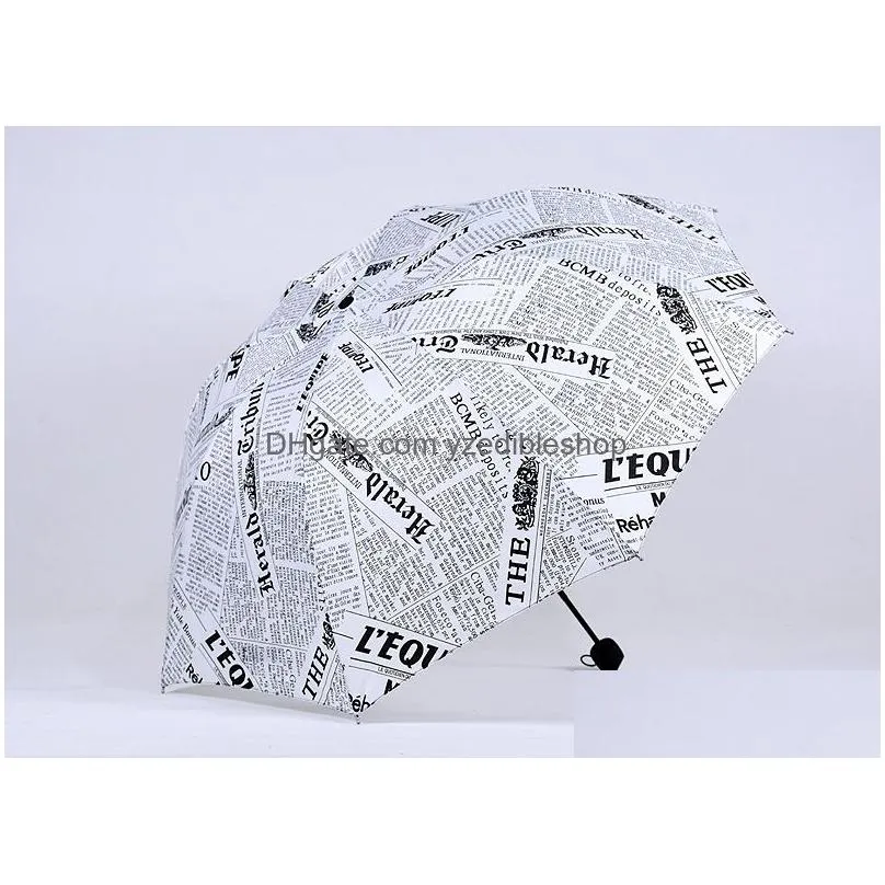 creative retro spaper sunny umbrella dual use trifold fold men women student fashion personality gift umbrella whole4215618