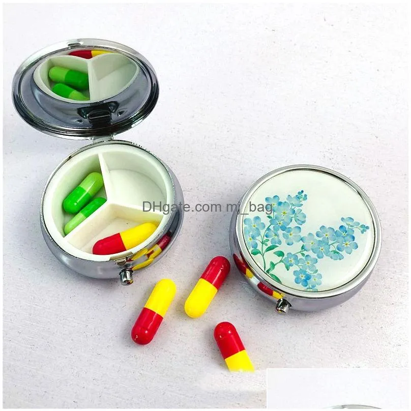Storage Boxes & Bins Medicine Case Splitters Pill Candy Box Organizer Container Mini Simple Plain Metal Stainless Steel Round Portable Dhdic