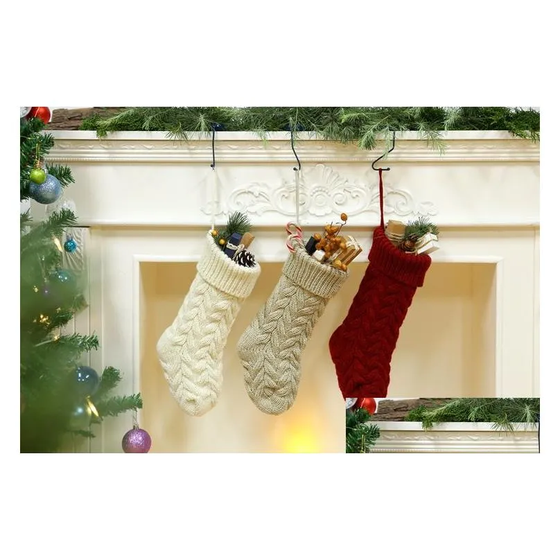 wholesale personalized knit christmas stocking items blank solid christmas stockings holiday stocks family stockings 46cm