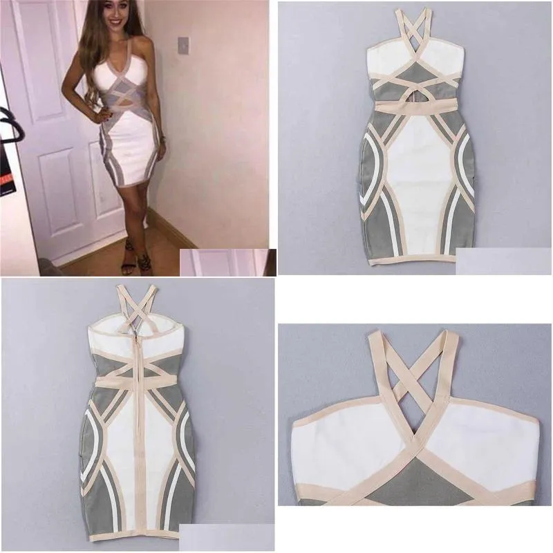 brand women sexy fashionwork summer hl bandage dress arrival ladies designer bodycon evening party club dress 210323