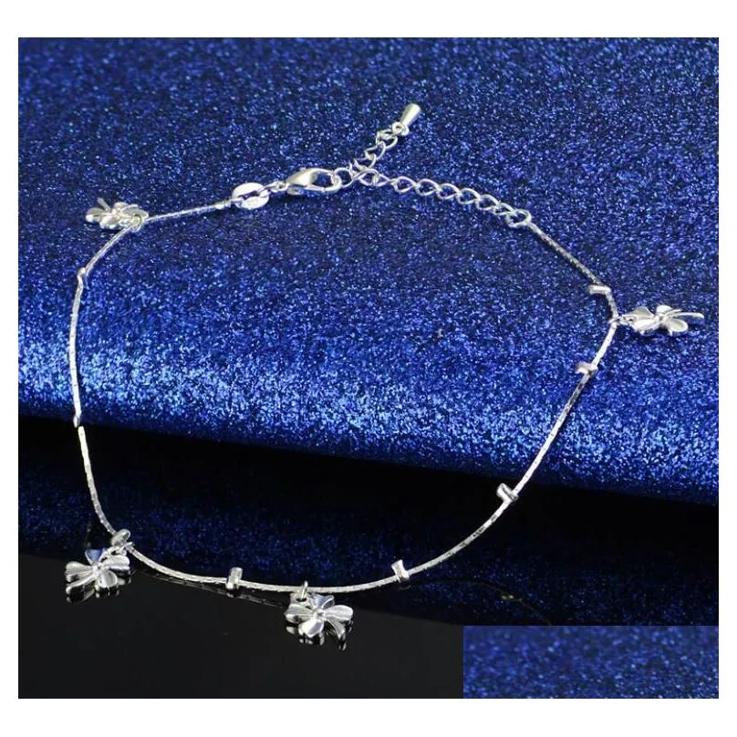 925 sterling sliver anklets bracelet for women foot jewelry inlaid zircon ankle bracelets on a leg personality gifts