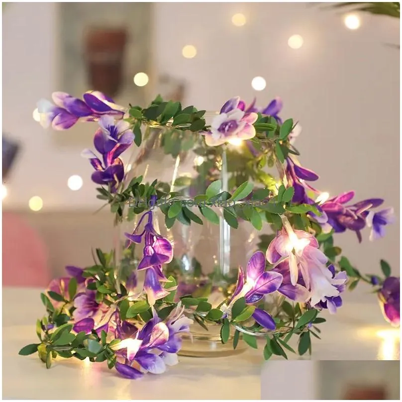 christmas decorations 2m 10leds rose flower string light floral holiday lighting garland leaves fairy light party event light decoration bedroom