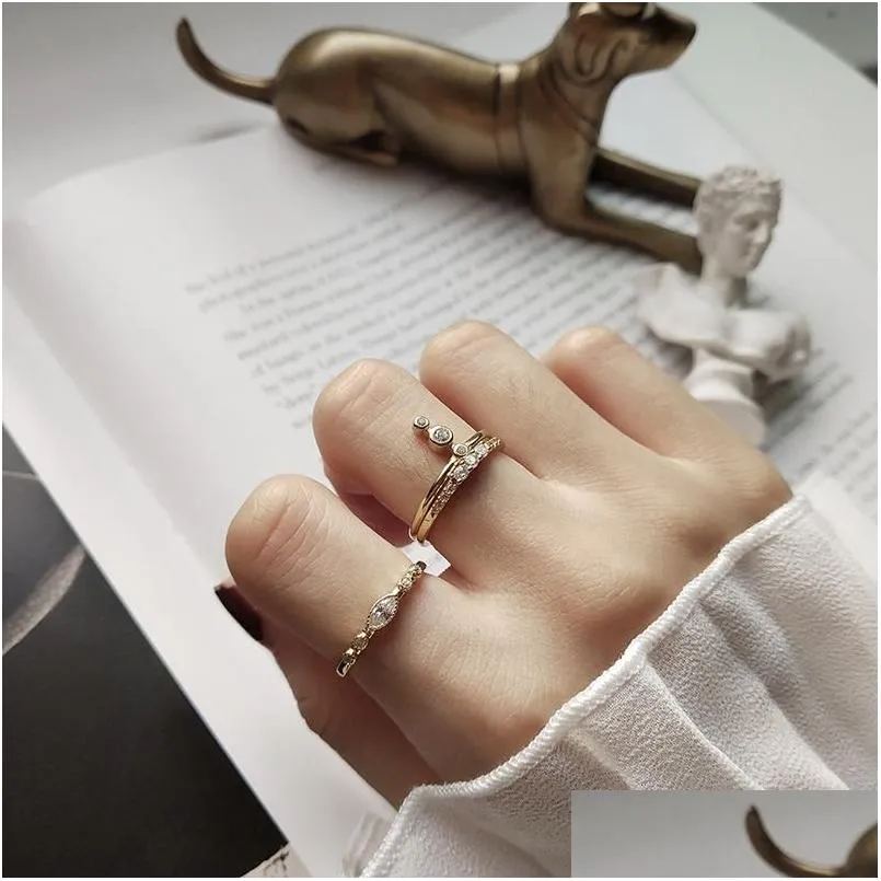 cluster rings wtltc delicate 925 sterling sliver thumb stacking for women gold color layering ring dainty cz wedding minimalist