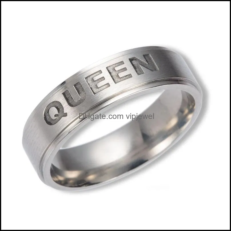 stainless steel jewelry letters king queen ring titanium steel crown couple finger ring