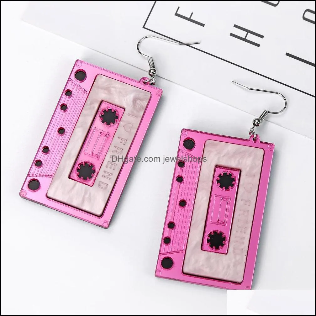 New Design Funny Stereo Tape Dangle Earrings Big Size Acrylic Punk Jewelry for Women Girls Night Club Cool Earrings Wholesale