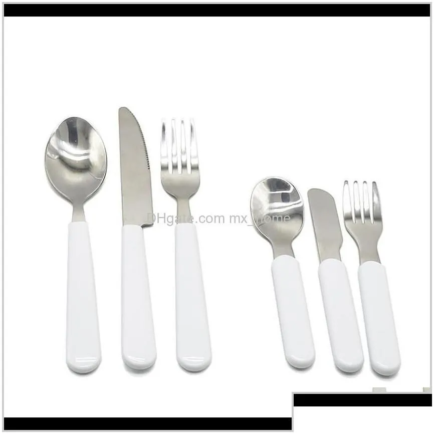 sublimation white tableware stainless steel cutlery dinnerware western silverware kitchen knife spoon fork dinner kids adult epljc oth