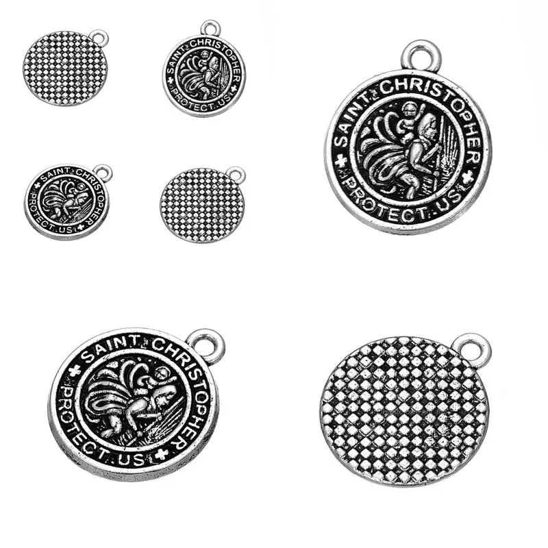  fashion easy to diy 20pcs st christopher protect us gift religious charm jewelry making fit for necklace or bracelet