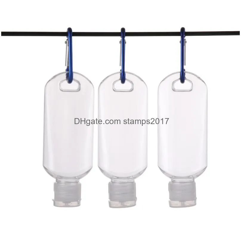 metal hook 60ml hand sanitizer bottles pet plastic flip cap bottle for disinfectant hand sanitizer sea hhd1567