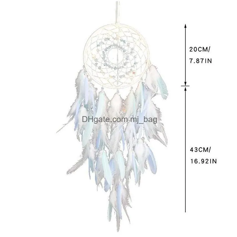 Arts And Crafts Dream Catcher With Lights Handmade Wall Hanging Decor Ornaments Craft For Girls Bedroom Car Home Colorf Feather Dreamc Dhqsw