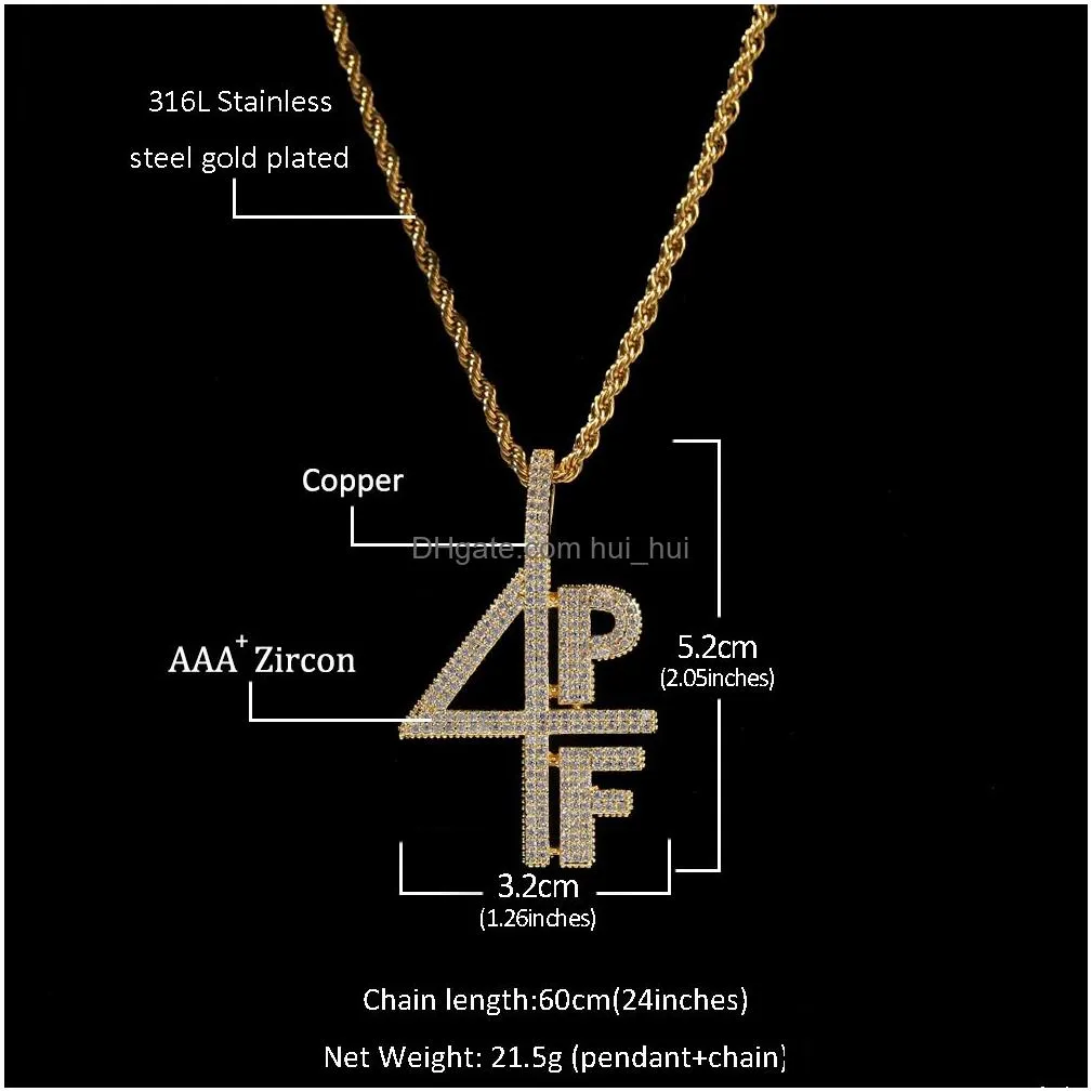 4pf pendant cubic zirconia micro paved four pockets full lilbaby cz bling iced out necklace for men jewelry273m