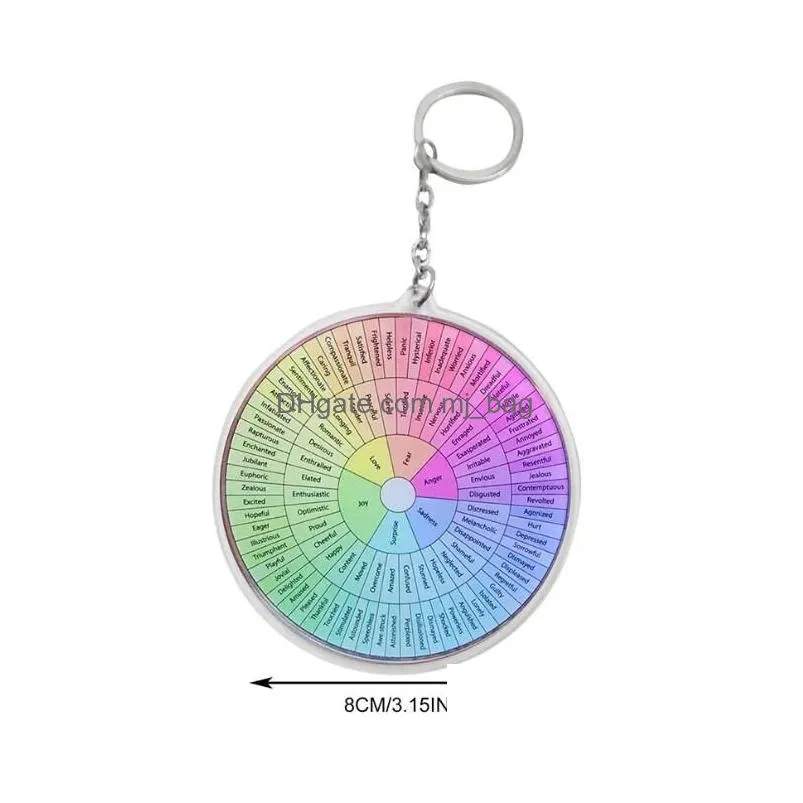 Party Favor Party Favor Feelings Wheel Double Sided Keychain Colored Acrylic Keychains Lage Decorative Pendant Keyring Key Chains Home Dh8Xt