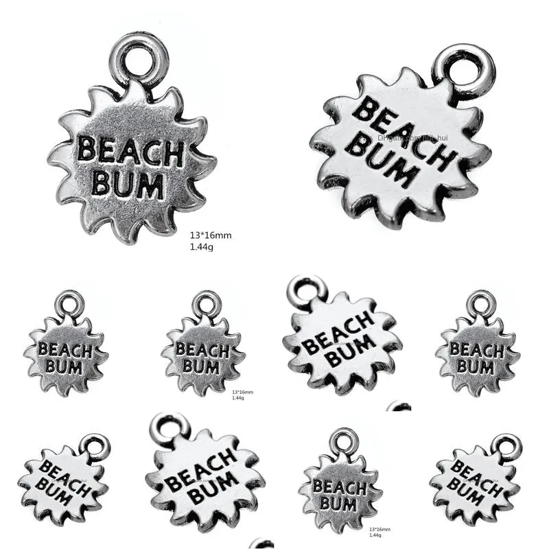  fashion easy to diy 30pcs sun with beach bum message charm jewelry making fit for necklace or bracelet