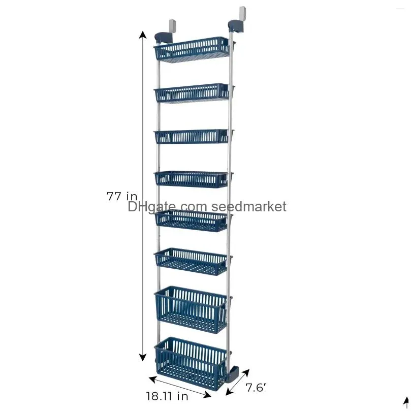 storage boxes navy over-the-door 8-tier pantry organizer with 2 deep 6 full baskets