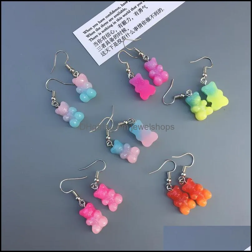 Gummy Bear Earrings Double Color Fashion Ear Pendants Jewelry Accessories Interest Resin Earring Cute New Pattern Women 1 8ct O2