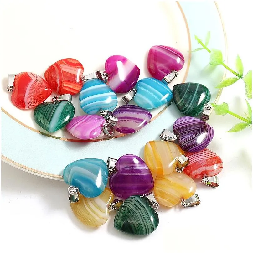 natural stone stripe agate charms pendants crystal reiki healing beads for jewelry making necklace earrings