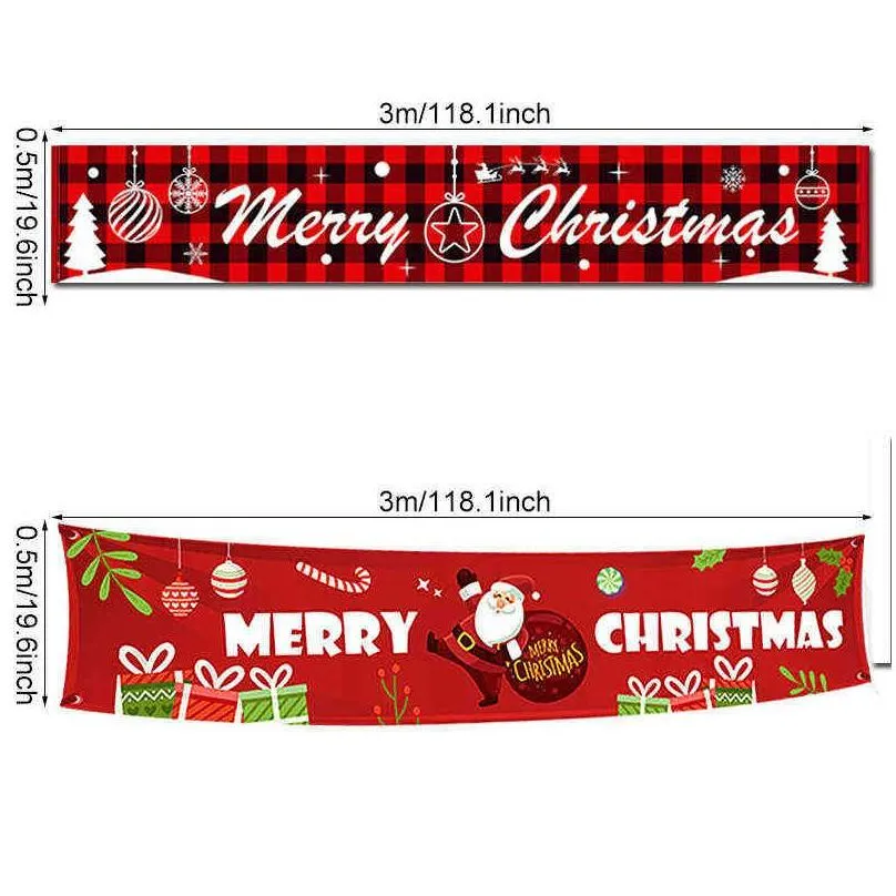 Christmas Decorations Christmas Decorations 300X50Cm Oxford Cloth Banner Bunting Merry Decor Festive Party Home Outdoor Scene Layout X Dhdvg