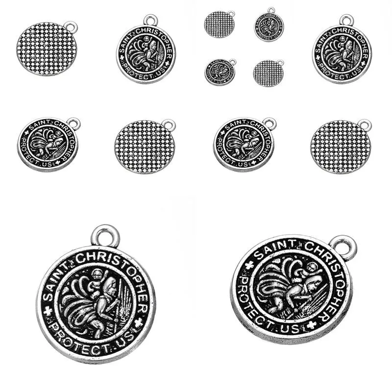  fashion easy to diy 20pcs st christopher protect us gift religious charm jewelry making fit for necklace or bracelet