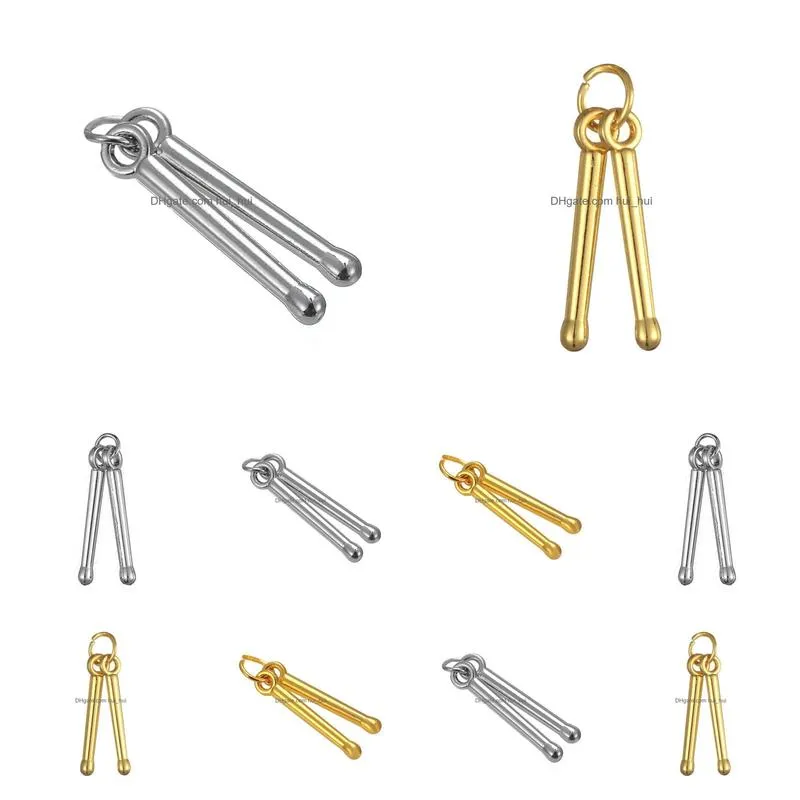 18k gold silver plated drum stick pendant musical charms wholesale 20pcs easy to diy for you