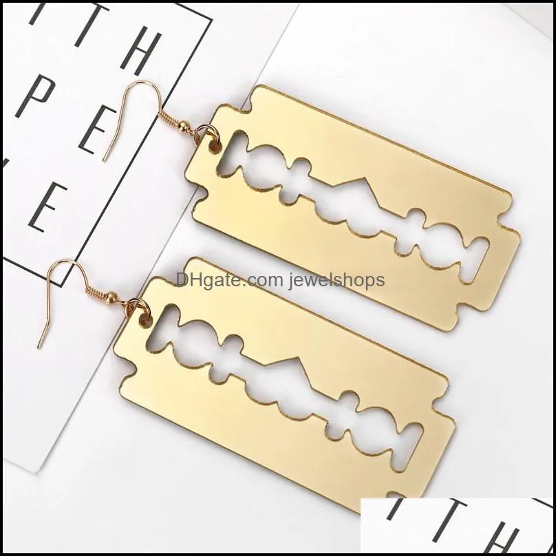 Stud Fashion Razor Blade Shaped Acrylic Charm Earrings For Women Steampunk Bohemian Big Ear Jewelry Gifts