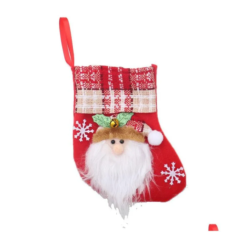 24 styles mini christmas hanging socks stockings cute christmas candy gift bag santa claus deer bear christmas tree hanging decors