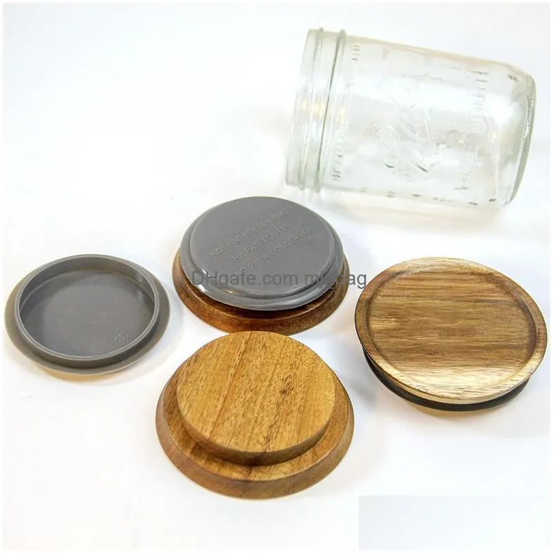 Drinkware Lid 100Pcs Natural Wooden Beverage Drinkware Lid 70Mm 90Mm Environment Friendly Round Bottle Cap Jar Bamboo Lids Home Garden Dhorw