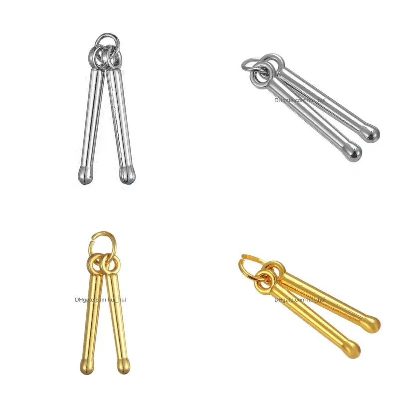 18k gold silver plated drum stick pendant musical charms wholesale 20pcs easy to diy for you