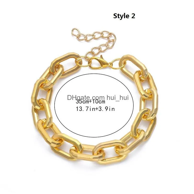 punk chain choker necklaces collar hip hop chunky chokers gold color thick chain statement necklace for women men jewelry gift 2pc248w