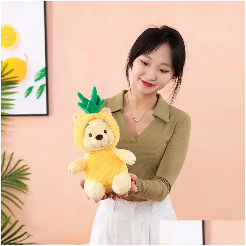 1 New Influencer Pineapple Puff Pooh Plush Toy 30 Cm Removable Hat Teddy Bear Dolls The Best Gift For Children Dhe4W