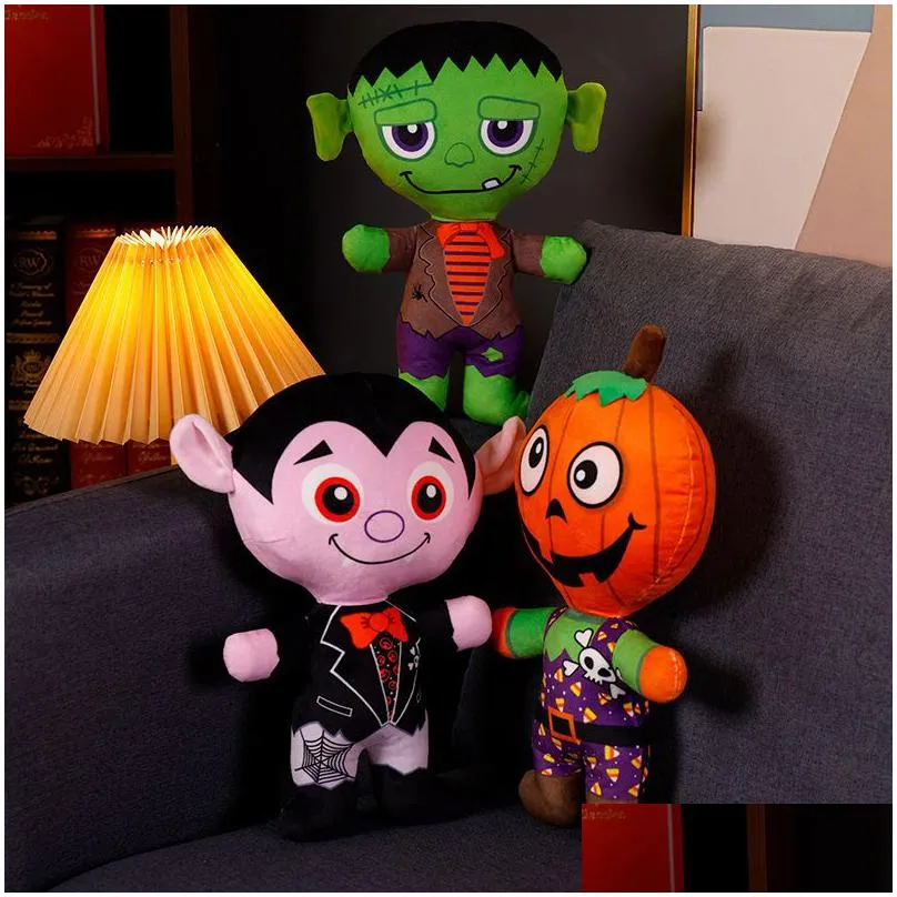 2023 Halloween Stuffed Toy Pumpkin Doll Vampire Skeleton Funny Decorative Pillow Dhwdu