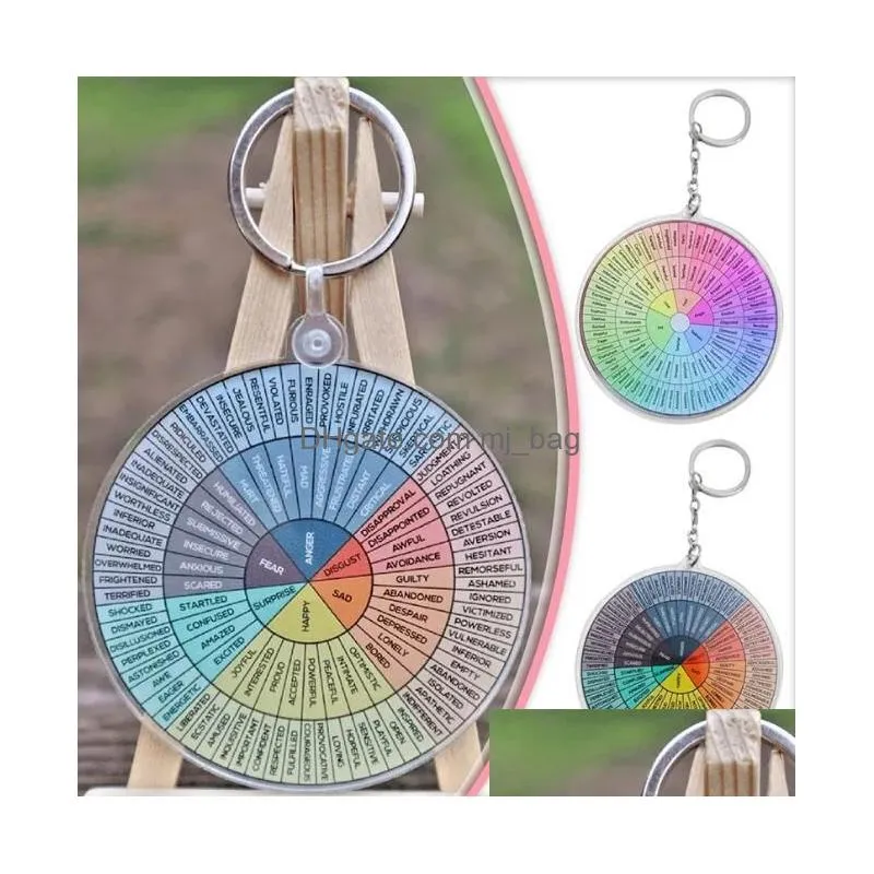 Party Favor Party Favor Feelings Wheel Double Sided Keychain Colored Acrylic Keychains Lage Decorative Pendant Keyring Key Chains Home Dh8Xt